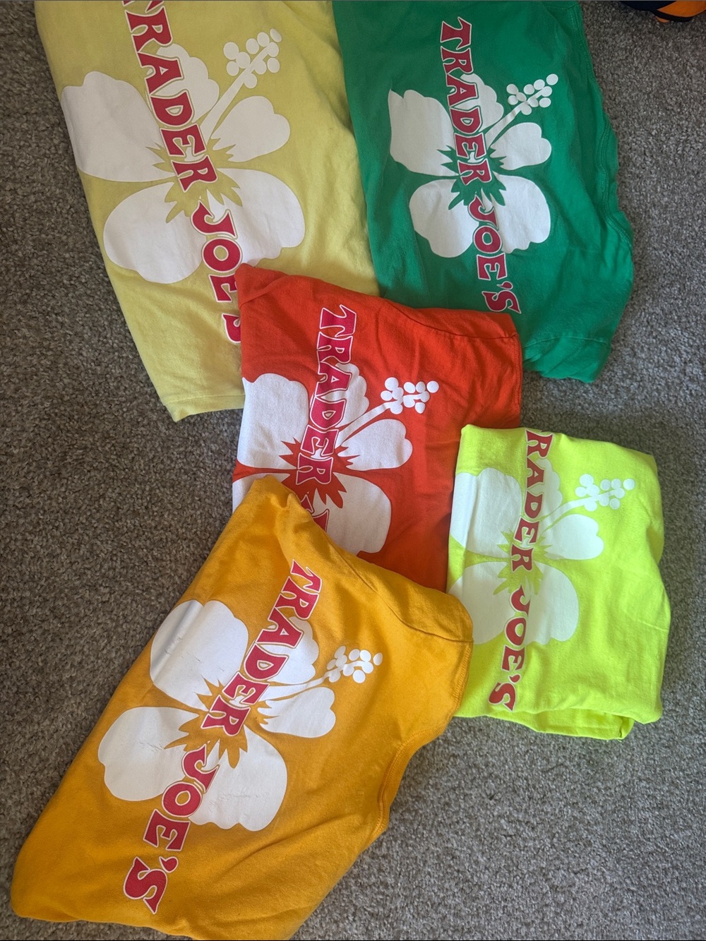 Trader Joe's Wahine Small Tees 5-Pack - Vibrant Summer & Neon Colors - Picture 2 of 3